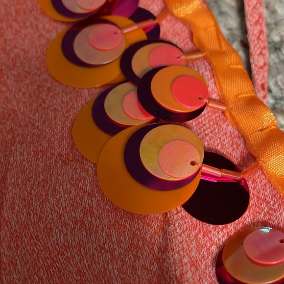 Vintage 70s poly ultra wide leg bell bottom jumpsuit with metallic disc neck - Picture 2 of 13